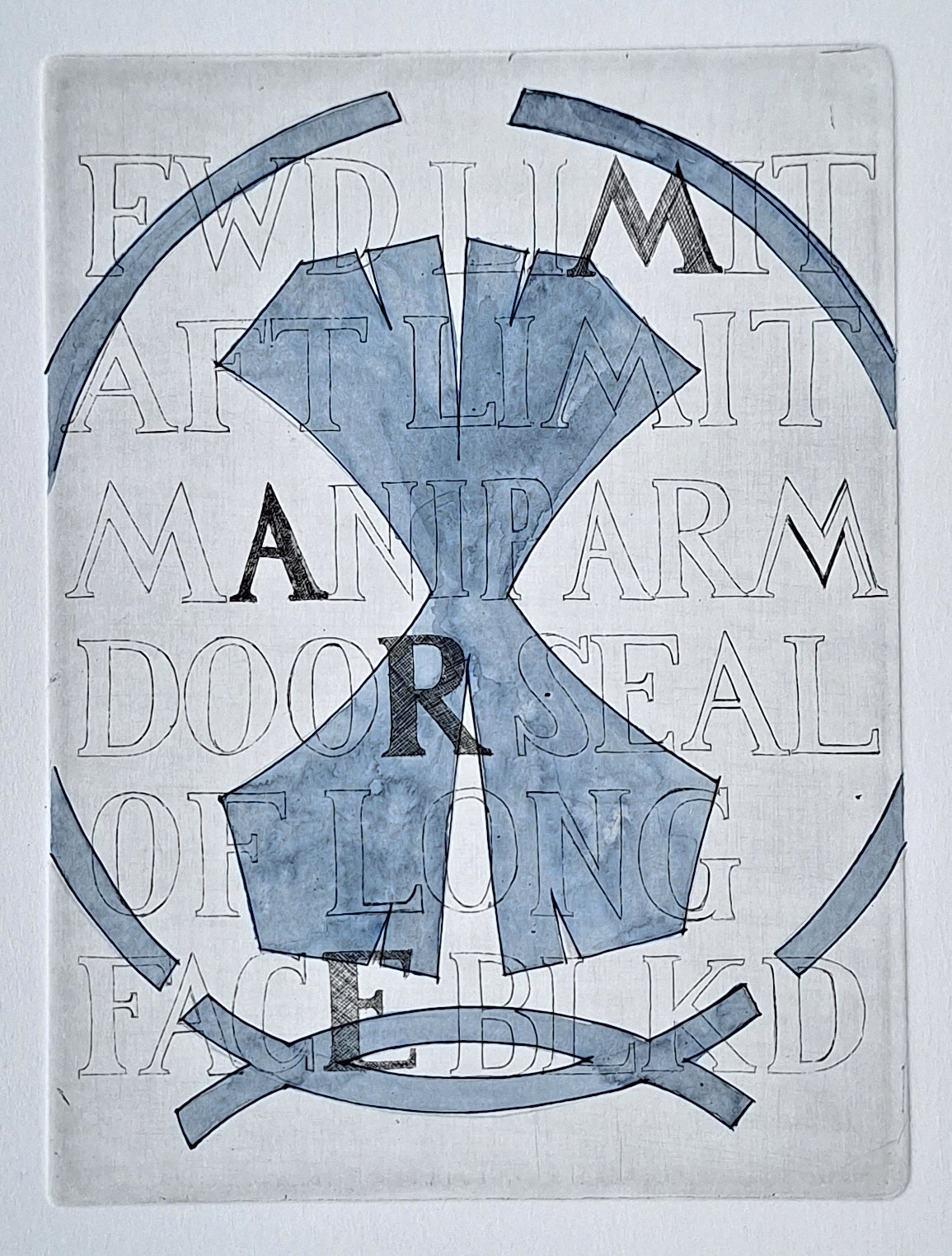 Etching "MARE" hand-colored