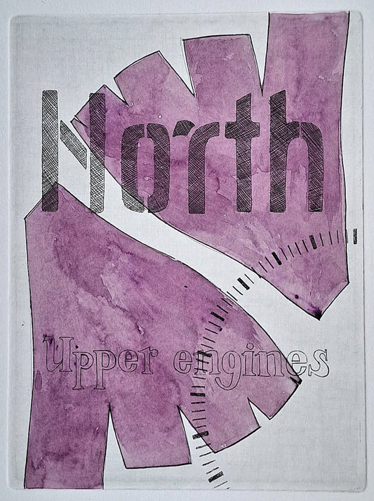 Etching NORTH hand-colored
